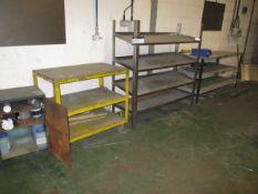 Steel Cupboard, Steel Trolley and Two Steel Racks