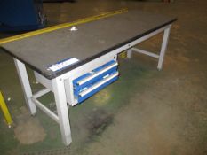 Steel Framed Work Bench with drawers, 2.1m x 0.7m approx.