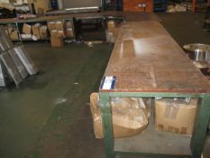 Corner Steel Framed Bench in three sections (contents excluded) (formerly used in the manufacture of