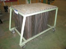 Approx 120 Two Prong Plate Stands and steel trolley (formerly used in the manufacture of Autron