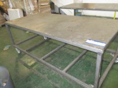 Steel Mobile Trolley Work Bench, 2.4m x 1.1m approx.
