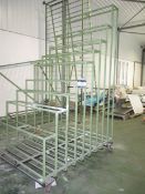 Steel Framed Multi Compartment Stepped Mobile Rack, 1.3m x 1.9m x 2.9m approx. (highest point) (