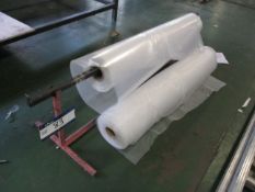Roll Stand with plastic and bubble wrap