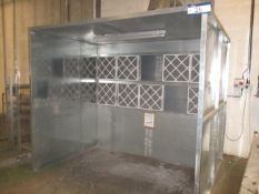 Galvanised Steel Dry Back Linishing/ Extraction Booth, 2.5m x 1.6m x 2.2m approx. (hole in wall to