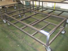 Steel Mobile Trolley Work Bench Frame, 2.4m x 1.1m approx.