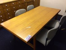 Wooden Meeting Table with 4 x Grey Tweed Upholster