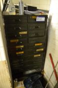 18 Drawer Metal Drawer Unit, with contents (as set