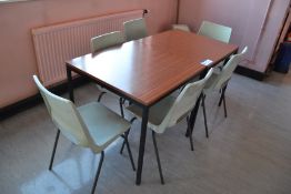Two Metal Framed Canteen Tables and Six Chairs