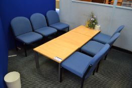 Six Cloth Upholstered Reception Chairs and Three O