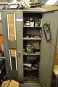 Metal Double Door Cupboard, with contents (as set