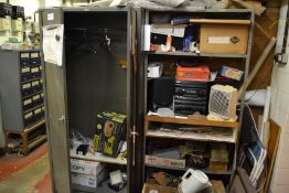 Metal Double Door Cupboard and Rack Unit, with con