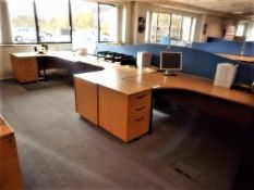 6 x Light Oak Veneered Curved Workstations with 5