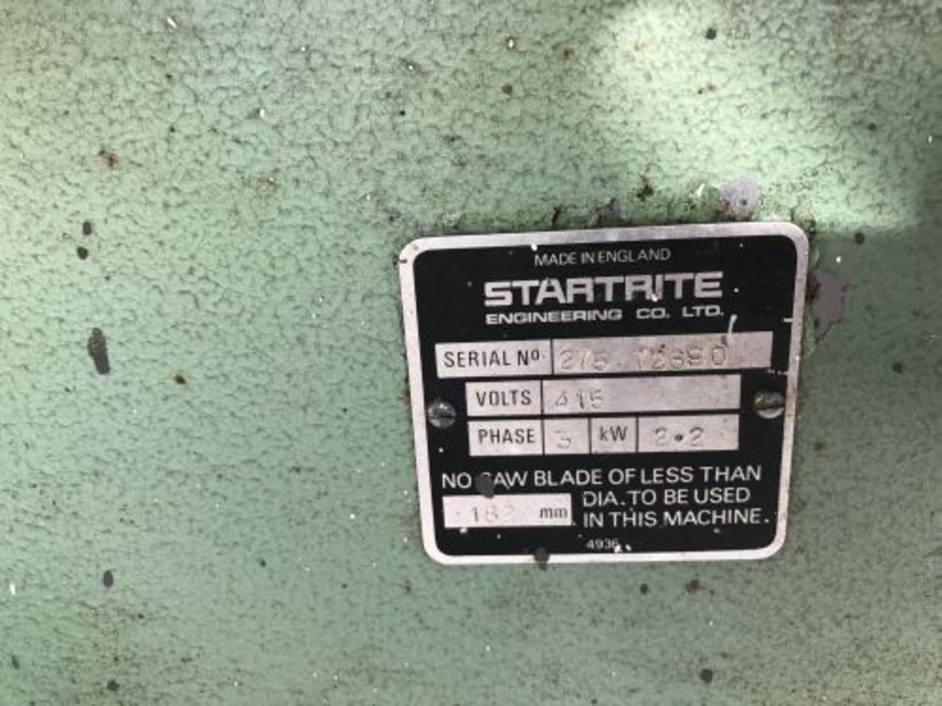 Startrite Model 275 Table Saw, with small table ex - Image 3 of 6