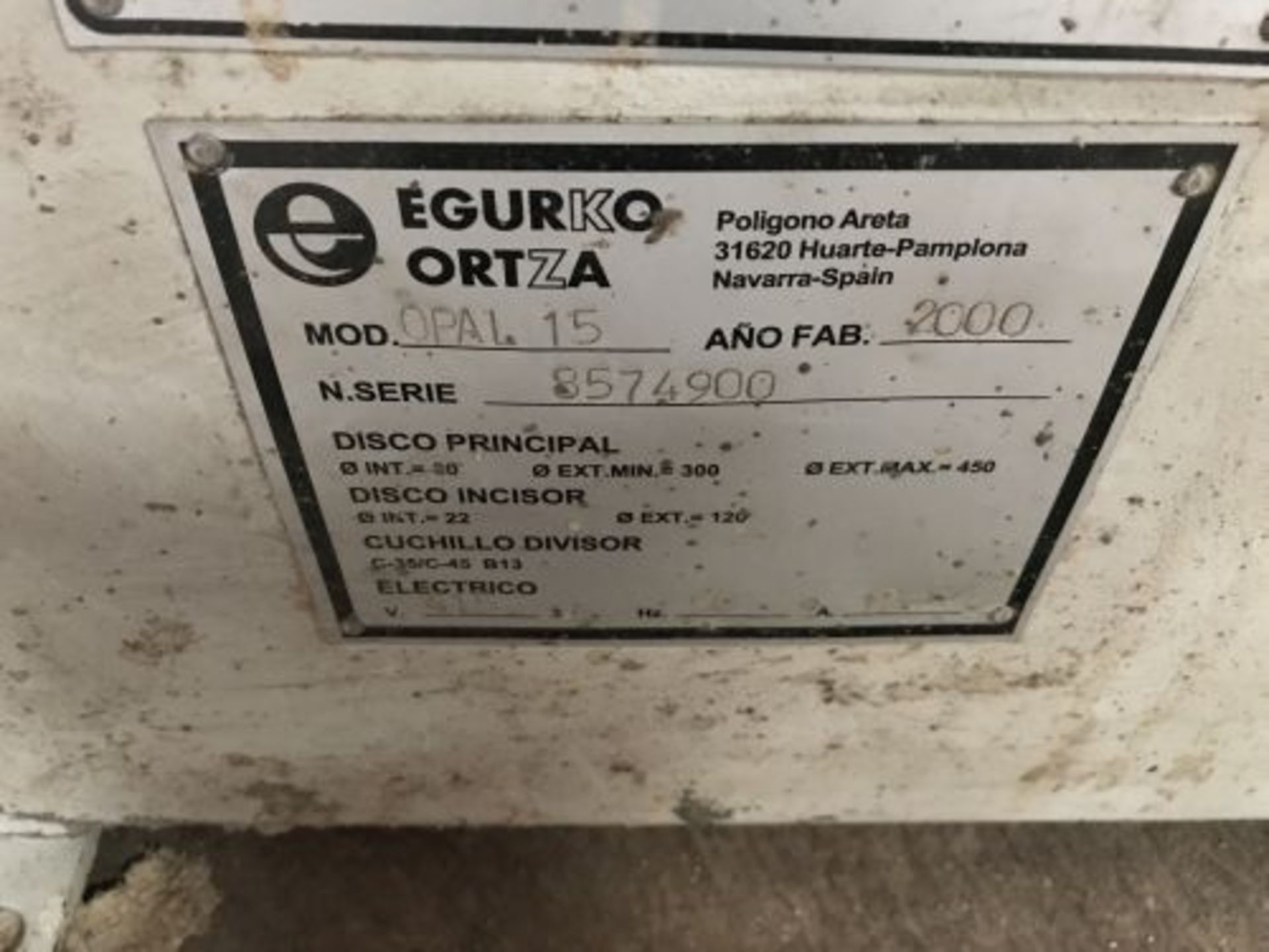 EGURKO ORTZA 1500 Opal 15 PANEL SAW, year of manuf - Image 4 of 8