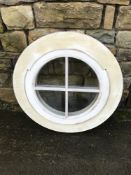Hardwood Round Window, 30 1/2in across, 3in thick,