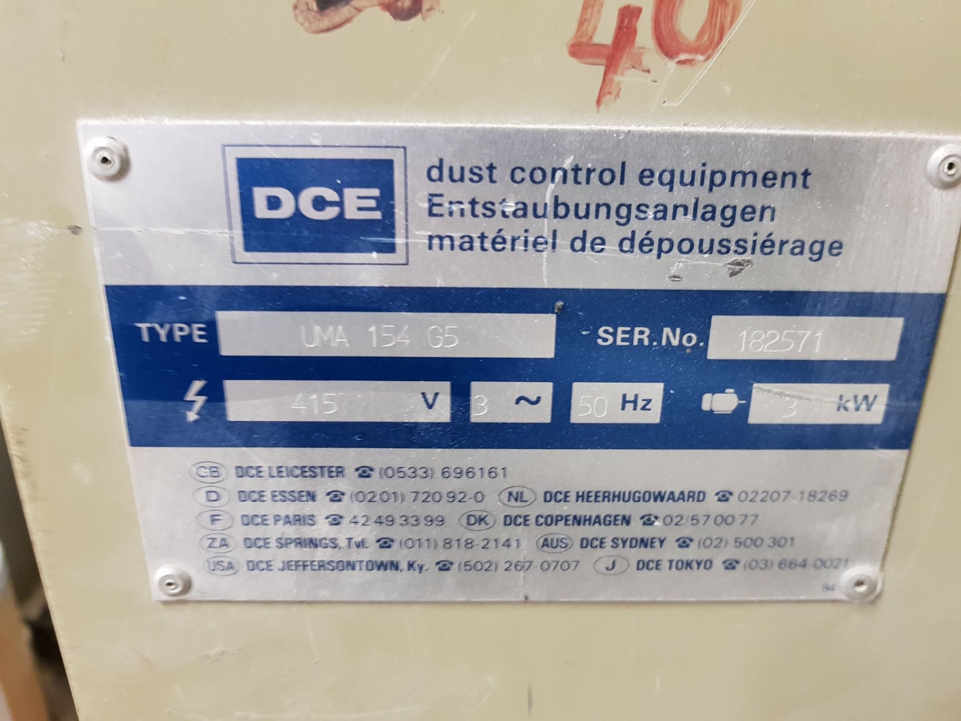 DCE Unimaster Uma 154 G5 Dust Extraction Unit, Ser - Image 3 of 3