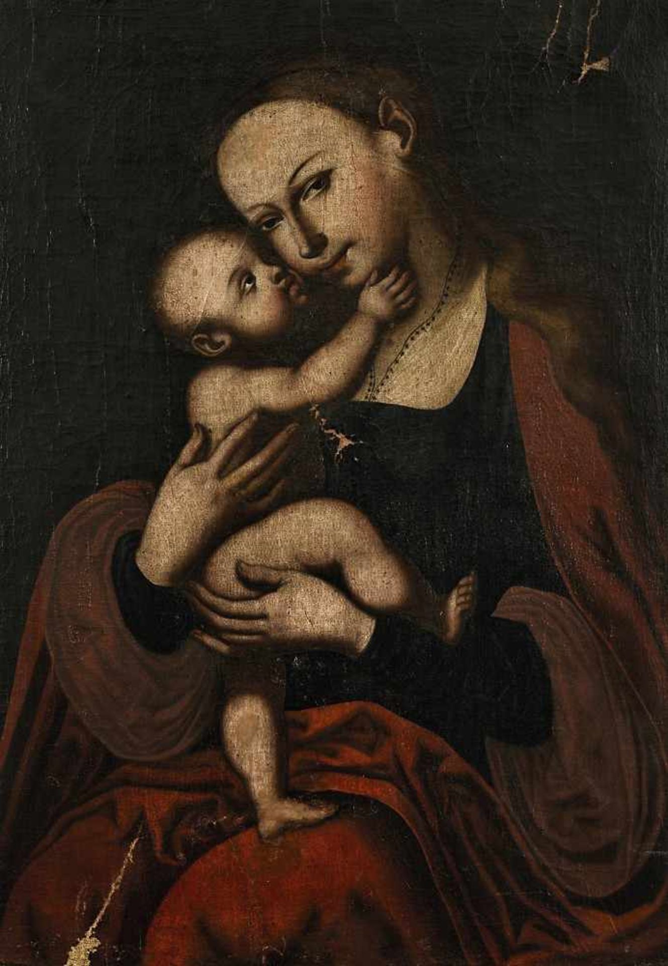 Cranach, Lucas 1472 Kronach - 1553 Weimar, Kopie nach Gnadenbild Maria Hilf Öl / Lwd. 70 x 50 cm