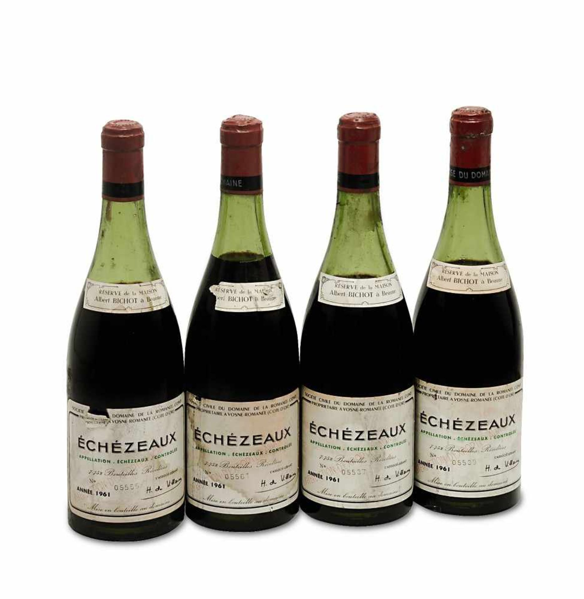 Vier Flaschen Échézeaux Burgund, Frankreich Domaine de la Romanée-Conti, Grand Cru. Jahrgang: