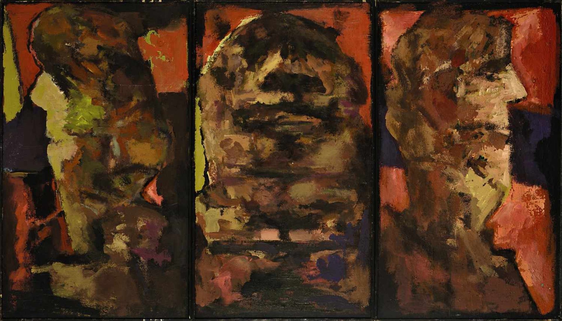 Klose, Walter 1921 Jägerndorf (Schlesien) - 2003 München Triptychon: Köpfe Öl / Holz 125 x 72 cm