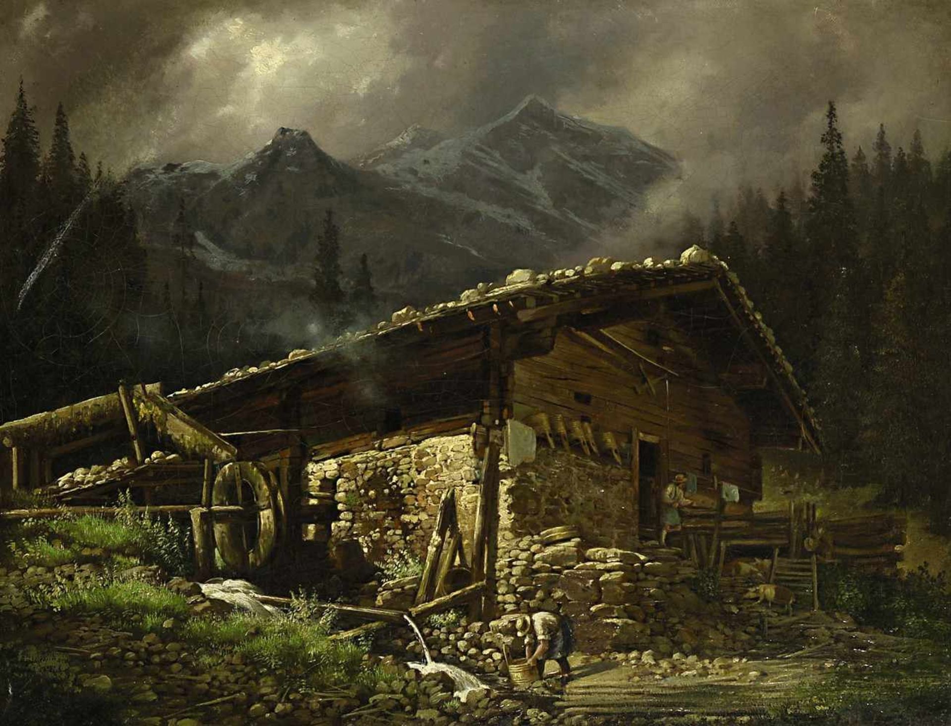 Ebert, Anton 1845 Mies (Böhmen) - 1896 Wien Mühle im Gebirge Öl / Lwd. 34,5 x 45 cm R. u. signiert