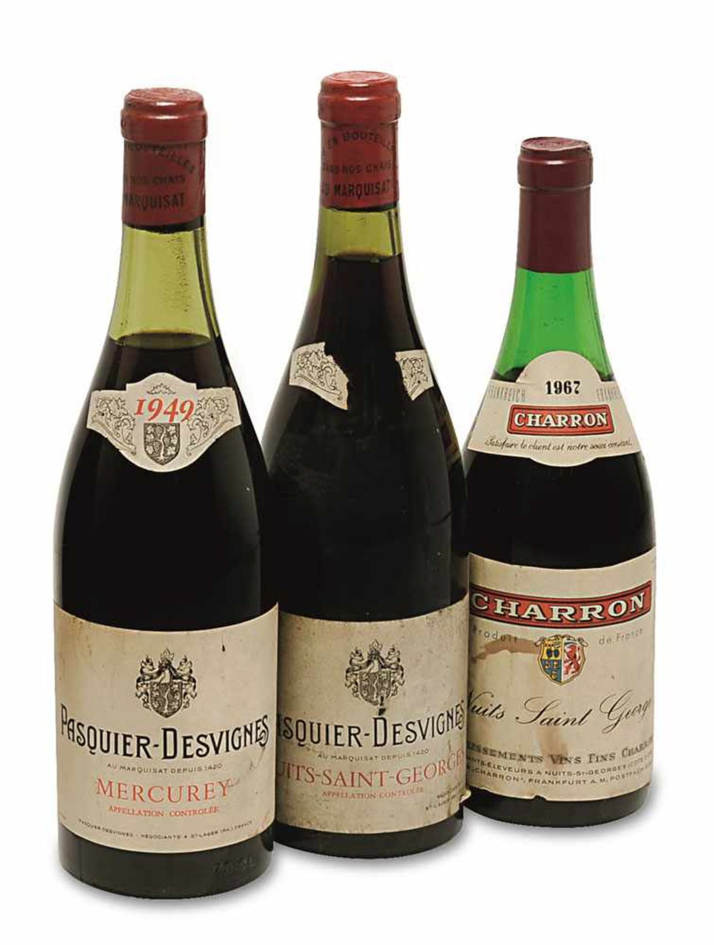 Sechs Flaschen Rotwein Burgund, Frankreich Zwei Flaschen: Pasquier-Desvignes, Mercurey, Jahrgang: