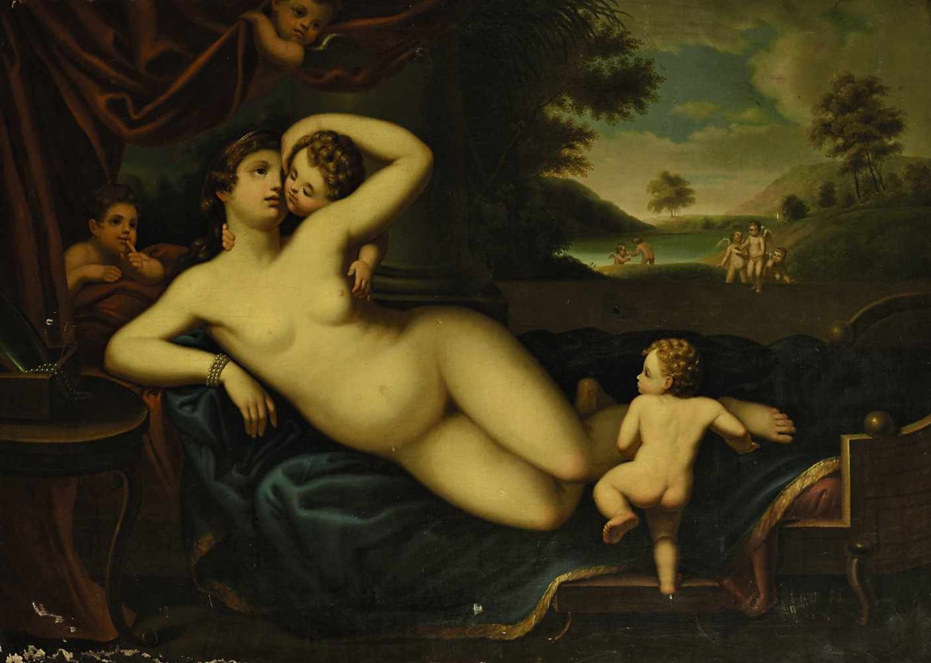 Lampi, Johann Baptist wohl der Jüngere, 1775 Trient - 1837 Wien Venus mit Amoretten Öl / Lwd. 100