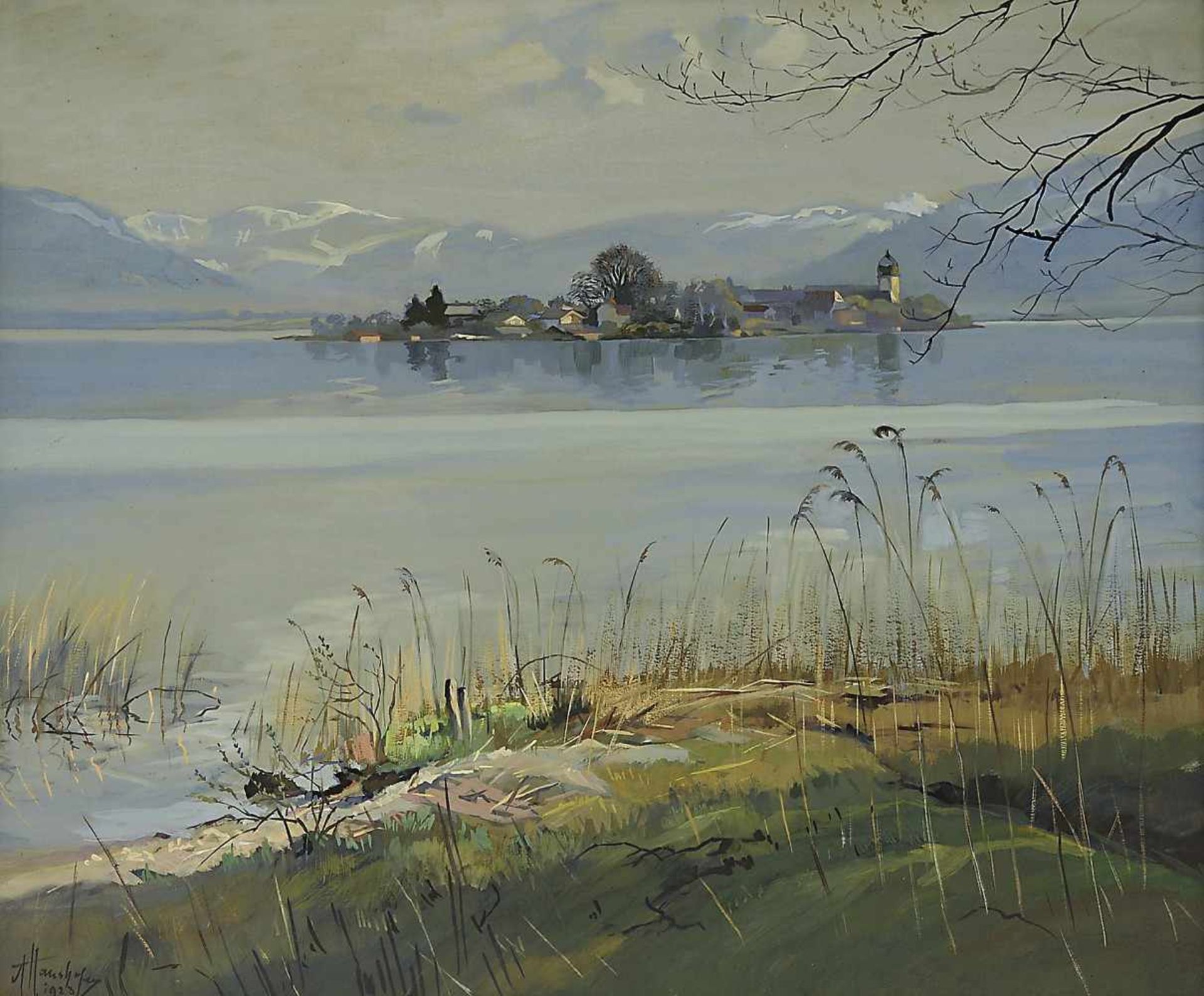 Haushofer, Alfred 1872 München - 1943 Seebruck/Chiemsee Am Chiemsee Gouache BA: 53 x 64 cm L. u.