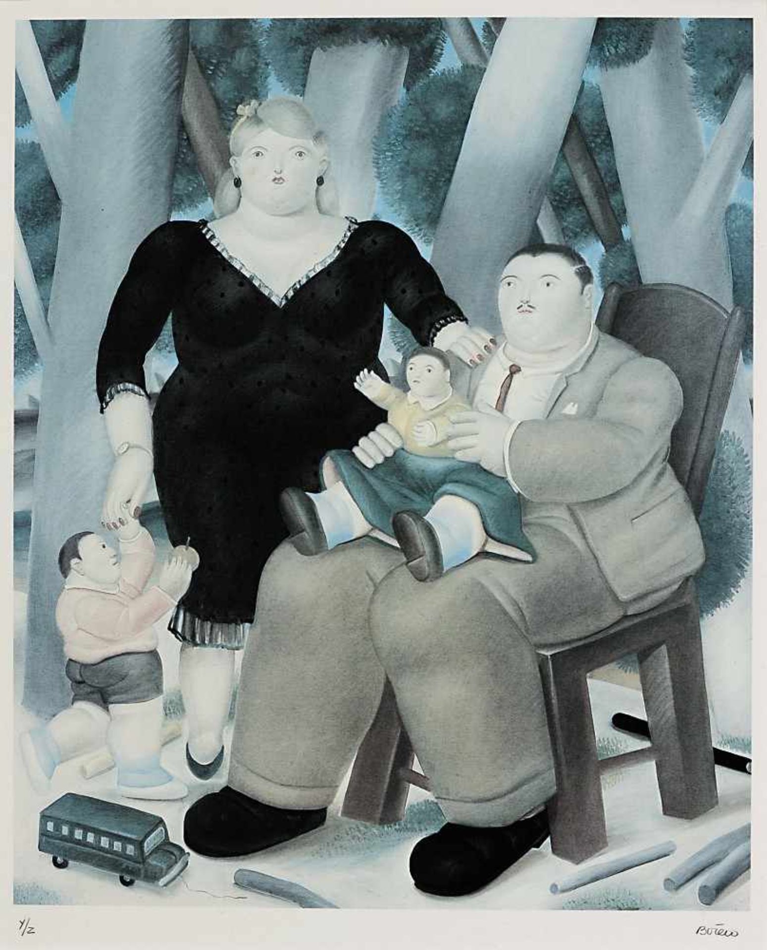 Botero, Fernando geb. 1932 Medellín/Kolumbien Family group Farboffset nach dem Gemälde von 1983. BA: