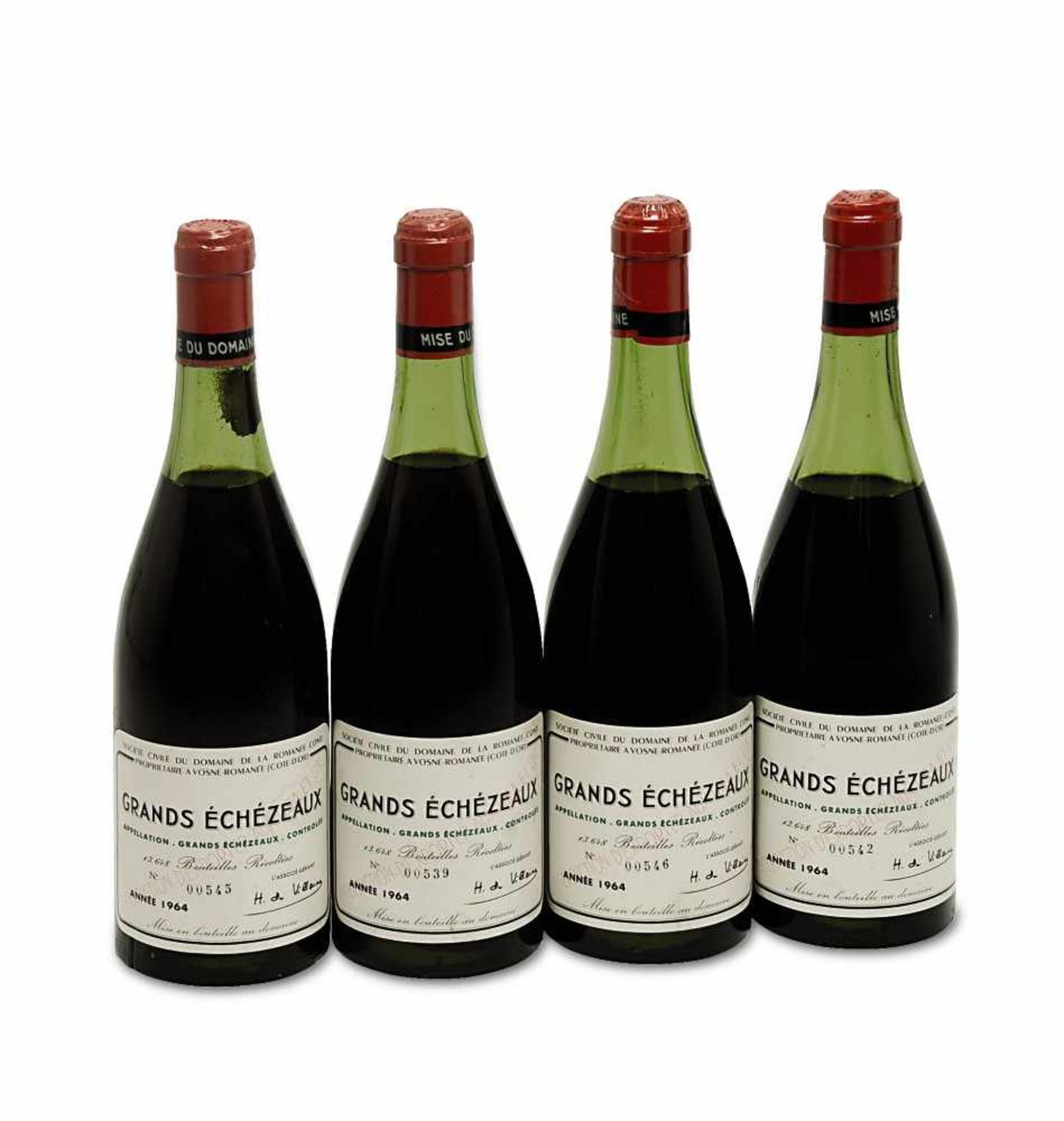 Vier Flaschen Grand Échézeaux Burgund, Frankreich Domaine de la Romanée-Conti, Grand Cru.