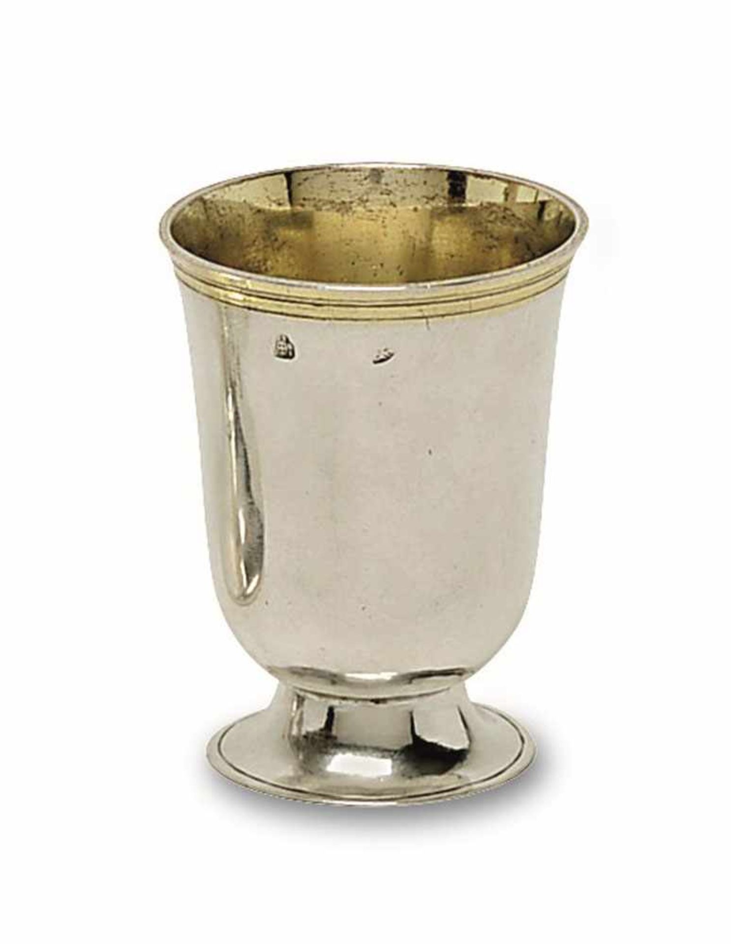 Kleiner Becher Wien, um 1805 Silber, teilvergoldet. Glockenförmiger Becher auf Rundfuß. Gravierte