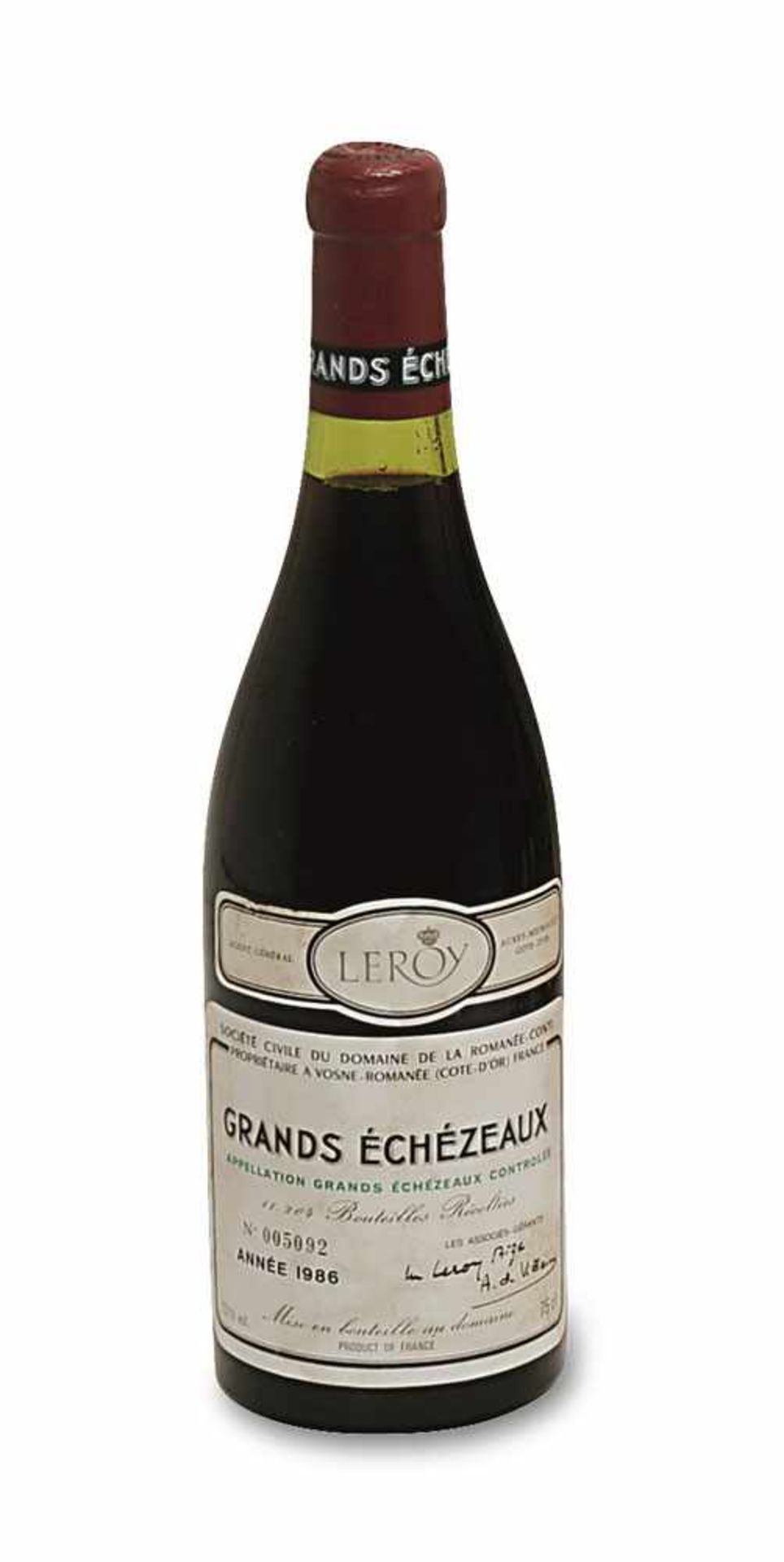 Eine Flasche Grands Échézeaux Burgund, Frankreich Domaine de la Romanée-Conti, Grand Cru.