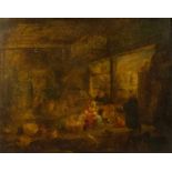 Ostade, Adriaen van - in der Art von / Nachahmer / Nachfolge Scheuneninterieur mit Bauernfamilie