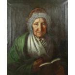 Bildnis einer alten Frau mit Buch Anf. 19. Jh. Öl/Lwd. 55 x 47 cm; unger.