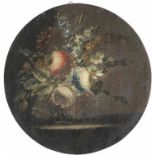 Zwei Tondi mit Blumenstillleben Um 1700 Öl/Buchenholz. Ø 32,5 cm.