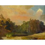 Maler der Schule von Barbizon Landschaft am Waldrand Frankreich, 19. Jh. Öl/Lwd. Rechts unten