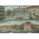 Nürnberg während der Überschwemmung 1784 Um 1785 Ansicht vom Markt und der Weidenmühle auf einem