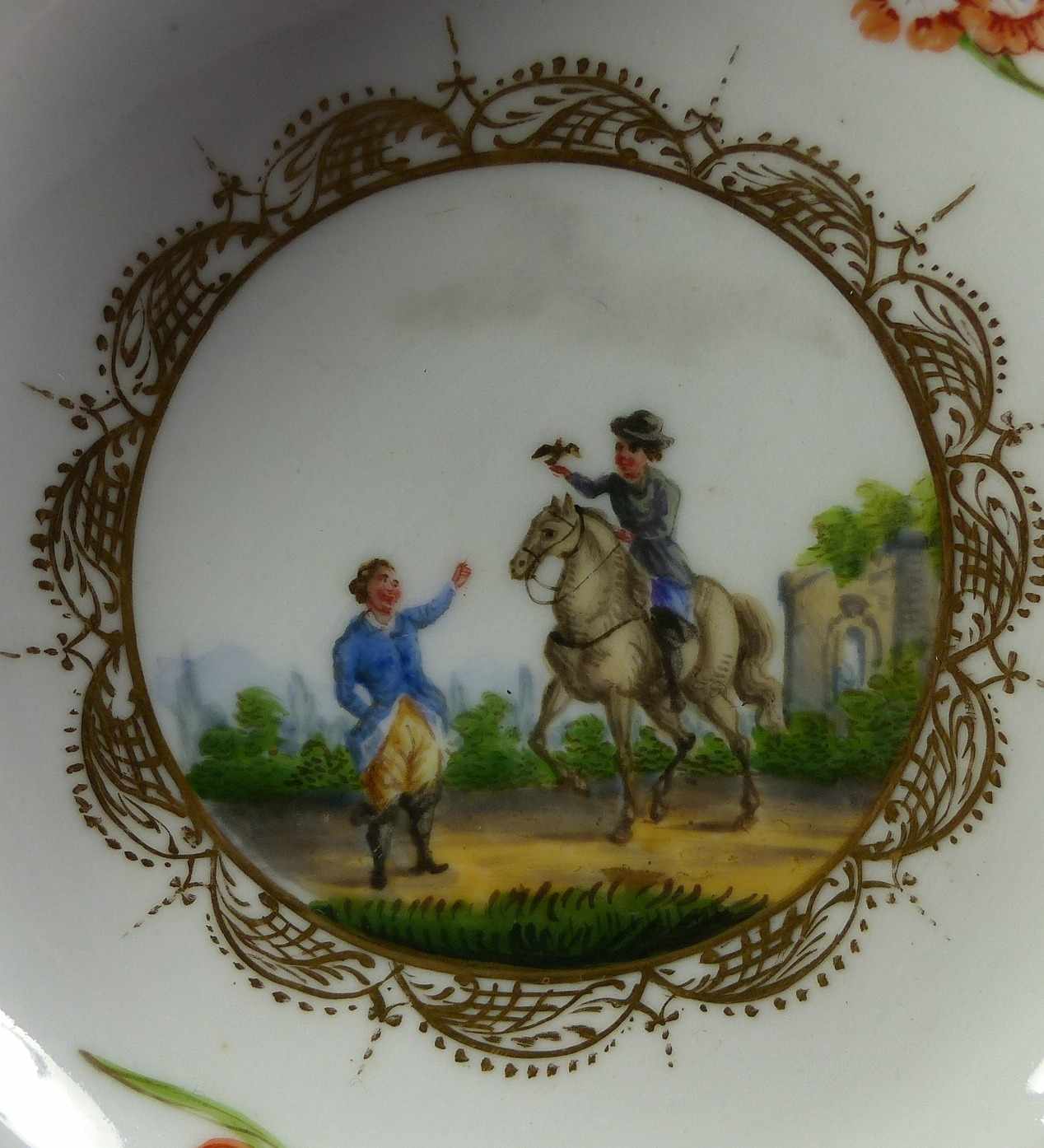 Tasse und Untertasse mit Reiterdarstellungen Meissen, 1. H. 19. Jh. Modell "Neuer Ausschnitt" in - Image 5 of 5