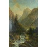 Landschaftsmaler des 19. Jahrhunderts Wildbach im Hochgebirge Öl/Lwd. 97 x 63,5 cm.