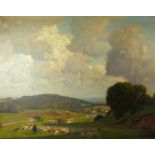 Graetz, Theodor Sommerlandschaft mit Schäfer und seiner Herde (Altona 1859-1947 München) Öl/Lwd.