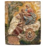 Terrakotta-Relief Italien, 17./18. Jh. Hochrechteckiger Bildausschnitt mit Darstellung der auf einem