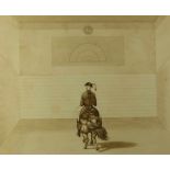 Denew, Richard Kavalier zu Pferde in einer Reitschule (England, 19. Jh.) Tuschezeichnung, laviert.