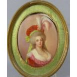 Ovale Bildplatte mit Portrait der Marie-Antoinette 19. Jh. Ausschnitt aus einem Gemälde von