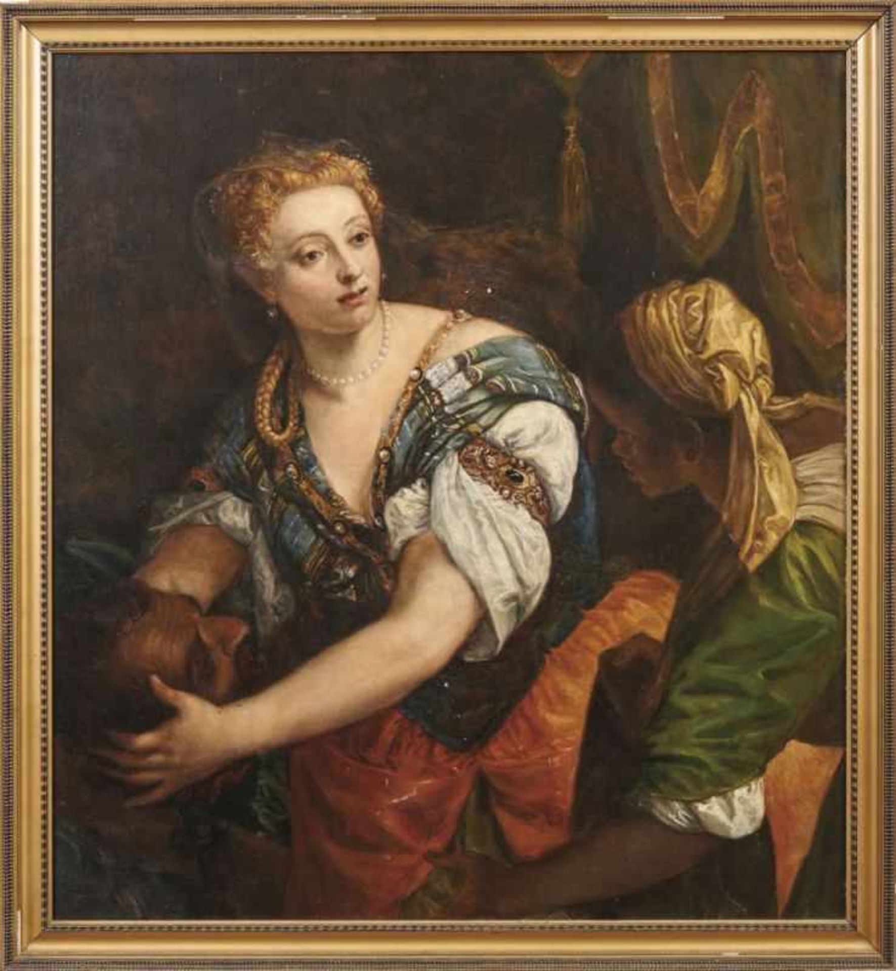 Veronese, Paolo - Kopie nach Judith mit dem Haupt des Holofernes Öl/Lwd. Verso ausführlich