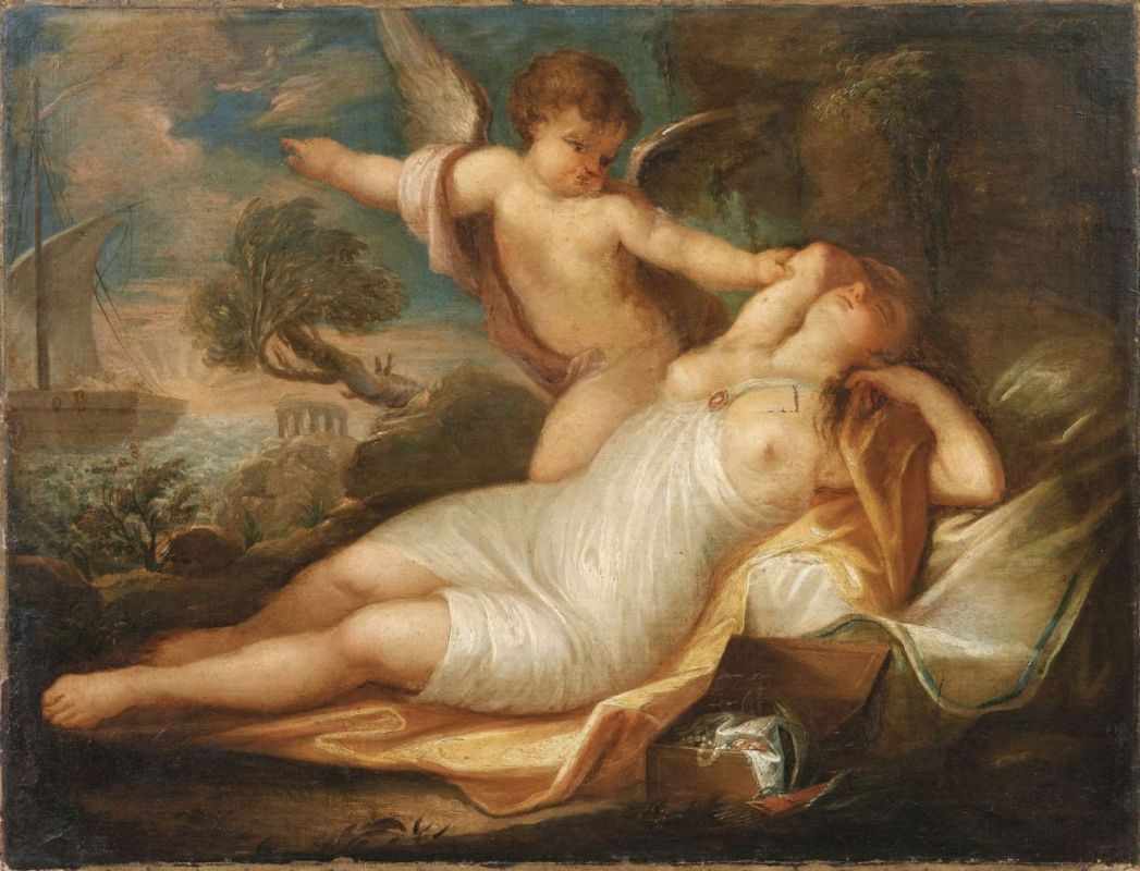 Die schlafende Ariadne am Strand von Naxos 18. Jh. Amor versucht Ariadne zu wecken und zeigt auf das