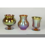 Drei kleine Vasen "Myra-Kristall" WMF, Geislingen - um 1925/30 Eine Fußvase mit taillierter, eine