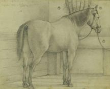 Resch, Josef (Attrib.) Pferd im Stall (München 1819-1901 ebd.) Bleistiftzeichnung/ Papier. Oben bez.