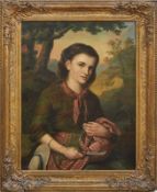Osborn, Emily Mary Junges Mädchen beim Kräuterschneiden in Waldlandschaft (Essex 1828-1925) Öl/