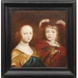 Bildnis eines Geschwisterpaares mit Falken Flämischer Meister des 17. Jahrhunderts Öl/Lwd., doubl.