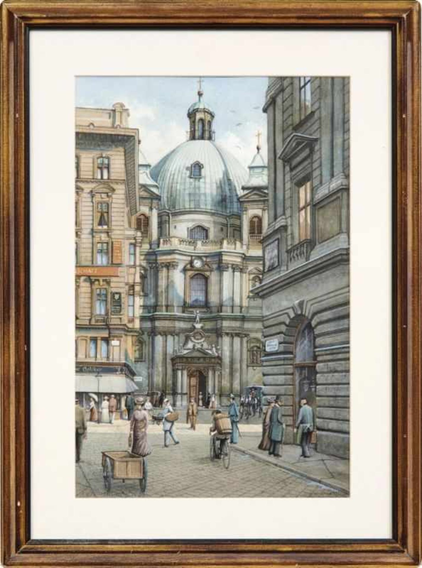 Pokorny, Richard Blick auf die Peterskirche in Wien (Wien 1907-1997) Aquarell und Gouache. Rechts