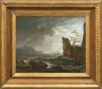 Vernet, Claude Joseph - Kreis des Schiffbruch an steiler Felsenküste mit Überlebenden am Ufer (